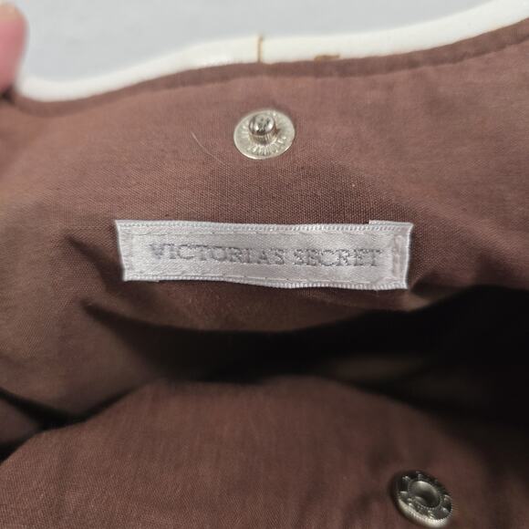 Victoria’s Secret Brown White Handle Tote Purse Bag Vintage Style Medium Y2K - Picture 7 of 9